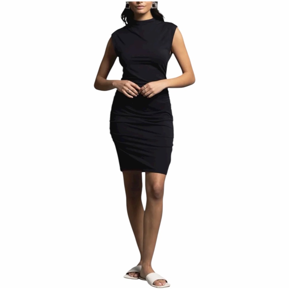 NWT Weekend Los Angeles Bonnie Ruched Body-Con Dress in Black Size Large
